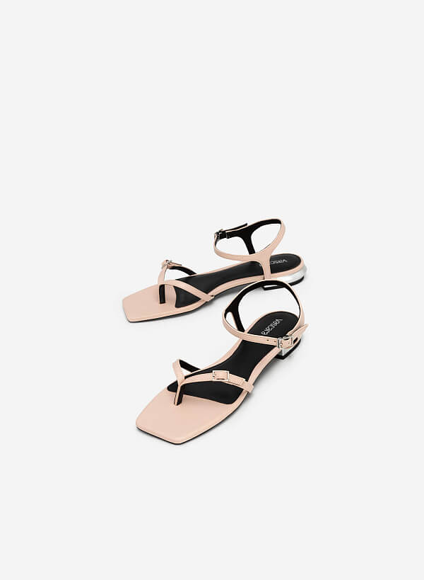 Giày sandal kẹp vân da kỳ đà quai phối khóa cài - SDK 0328 - Màu hồng - VASCARA