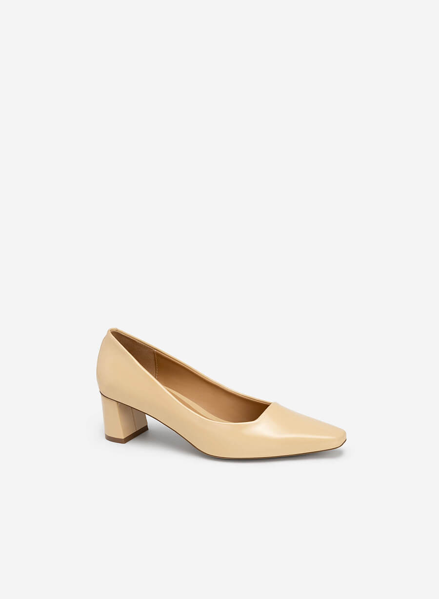 Giày Bít Mũi Nhọn Gót Vuông Polished Style - BMN 0581 - Màu Be - vascara.com