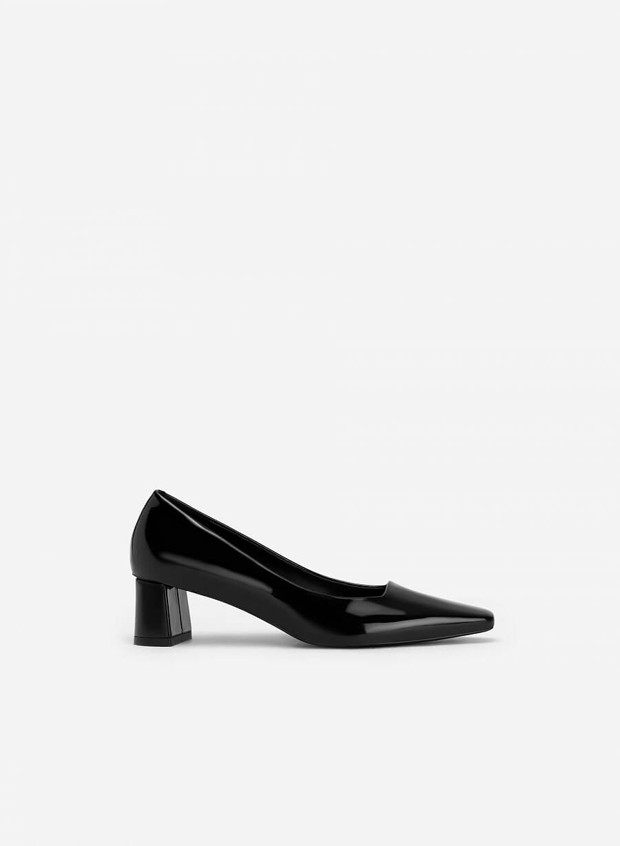 Giày bít mũi nhọn gót vuông polished style - BMN 0581 - Màu đen - VASCARA