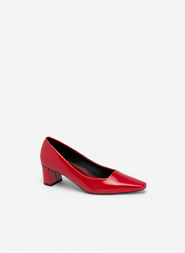 Giày Bít Mũi Nhọn Gót Vuông Polished Style - BMN 0581 - Màu Đỏ - VASCARA