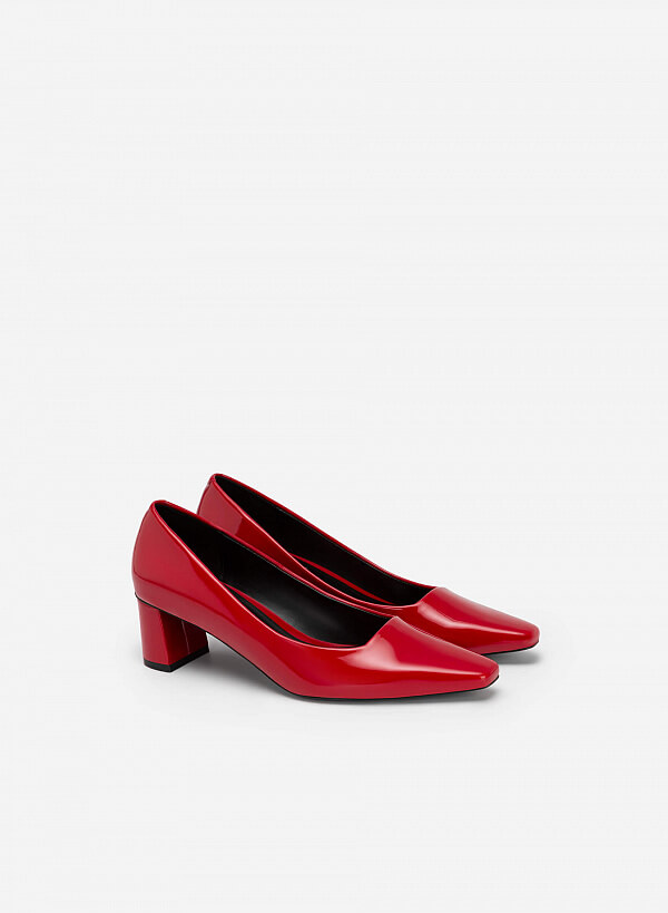 Giày Bít Mũi Nhọn Gót Vuông Polished Style - BMN 0581 - Màu Đỏ - VASCARA