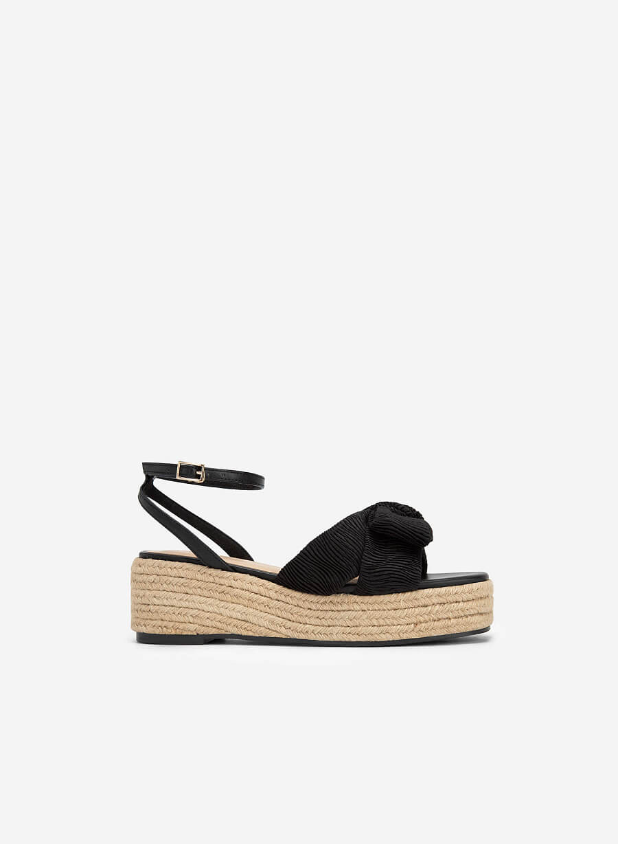 Sandal đế cói quai đan chéo xếp ly - SDX 0430 - Màu đen - vascara.com