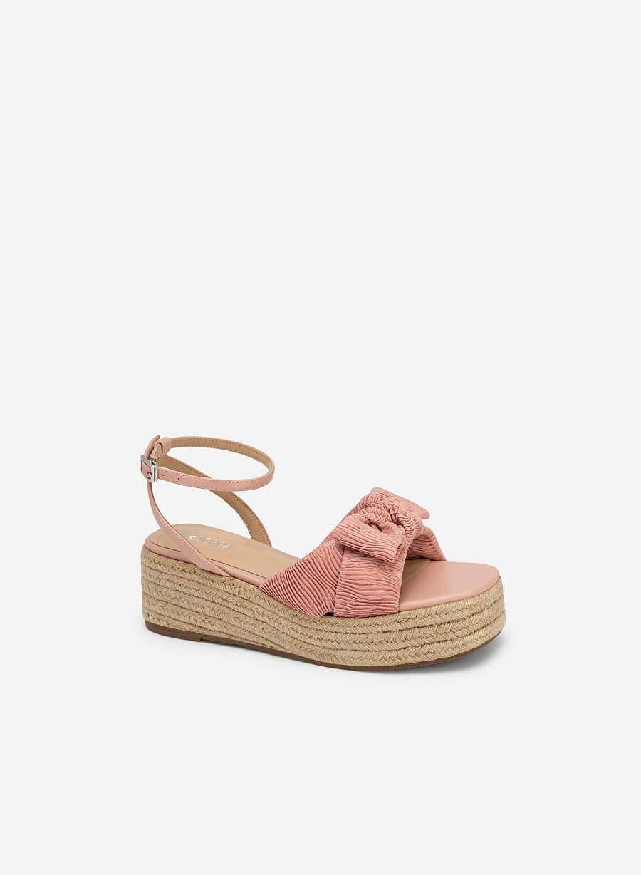 Sandal đế cói quai đan chéo xếp ly - SDX 0430 - Màu hồng - vascara.com