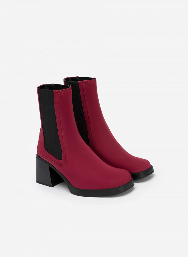 All-Day Comfort Chelsea Boot Gót Trụ - BOT 0925 - Màu Đỏ Đậm - VASCARA