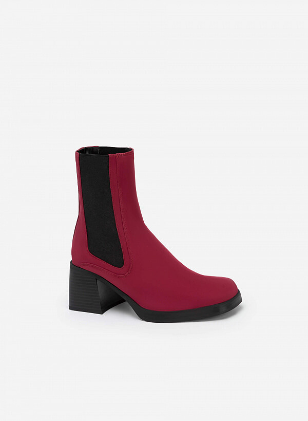 All-Day Comfort Chelsea Boot Gót Trụ - BOT 0925 - Màu Đỏ Đậm - VASCARA