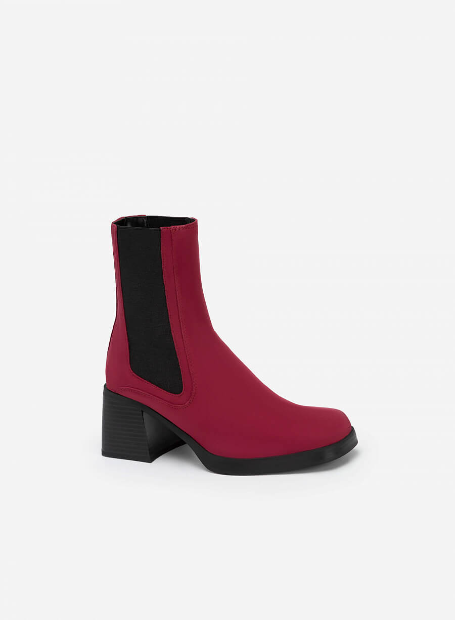 All-Day Comfort Chelsea Boot Gót Trụ - BOT 0925 - Màu Đỏ Đậm - vascara.com