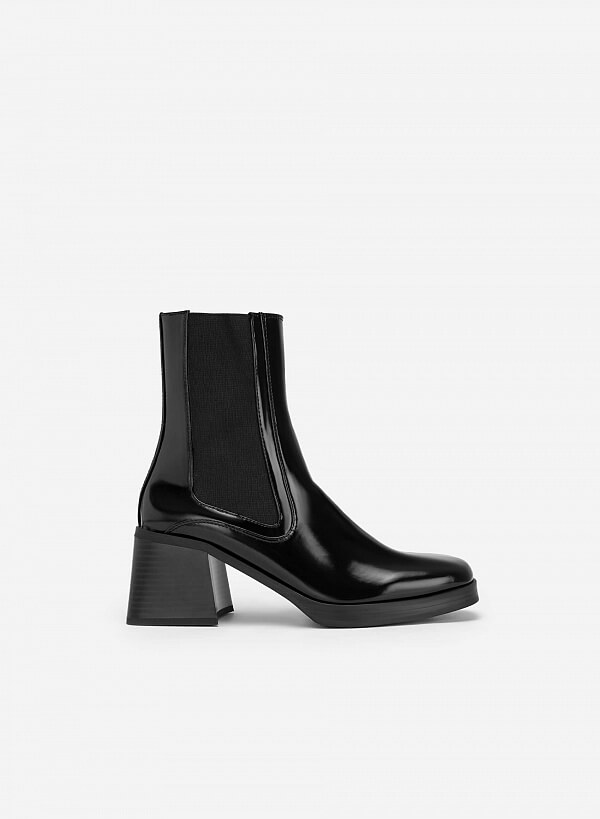 All-day comfort chelsea boots gót trụ polished style - BOT 0925 - Màu đen - VASCARA