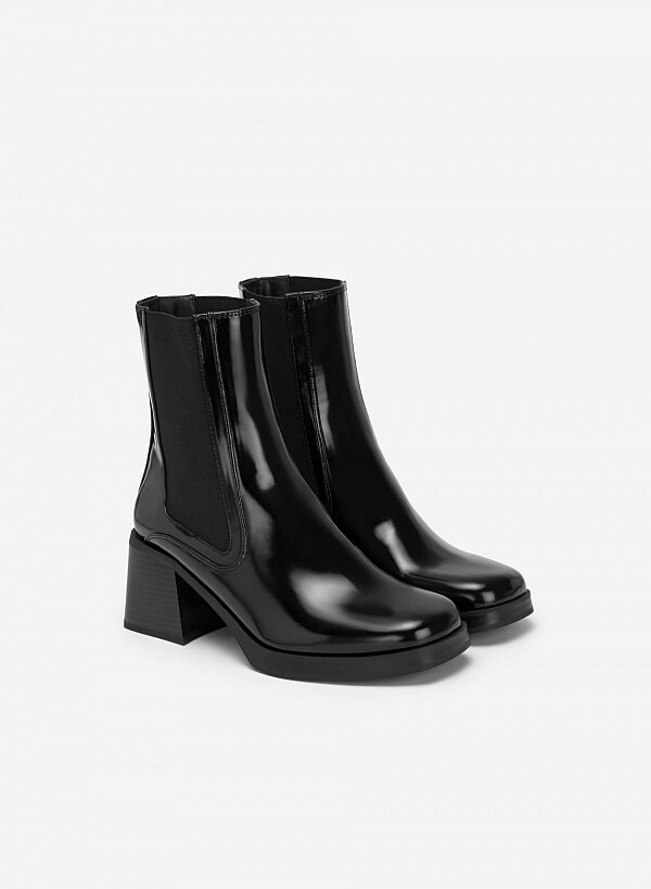 All-day comfort chelsea boots gót trụ polished style - BOT 0925 - Màu đen - VASCARA