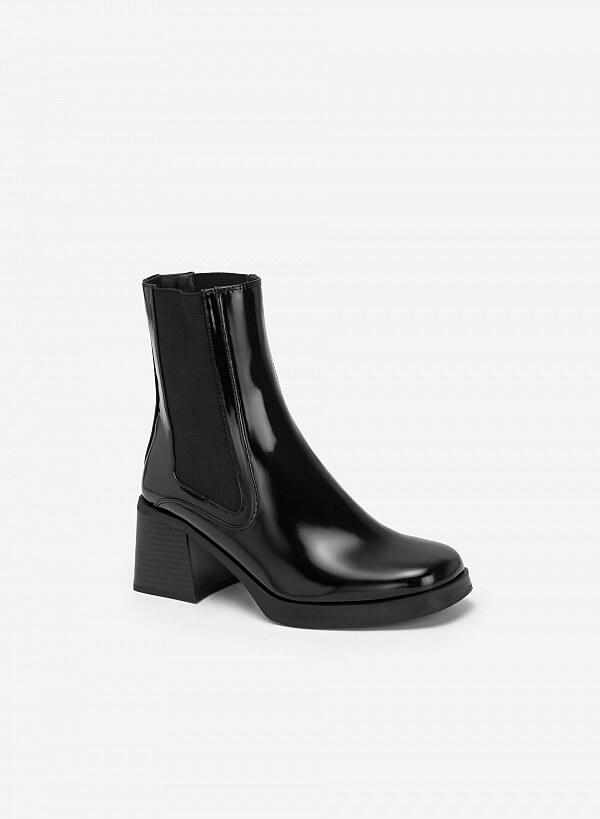 All-day comfort chelsea boots gót trụ polished style - BOT 0925 - Màu đen - VASCARA