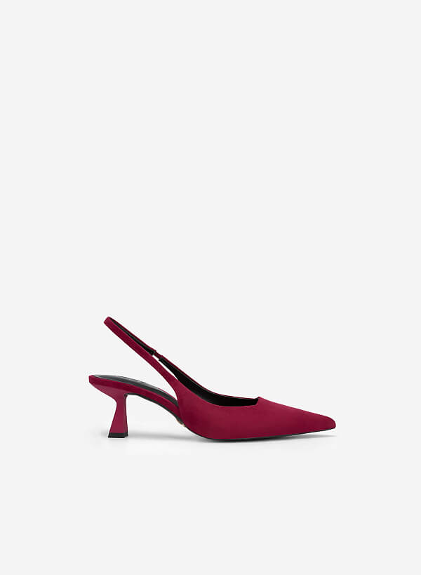 Giày Slingback Bít Mũi Nhọn - BMN 0578 - Màu Đỏ Đậm