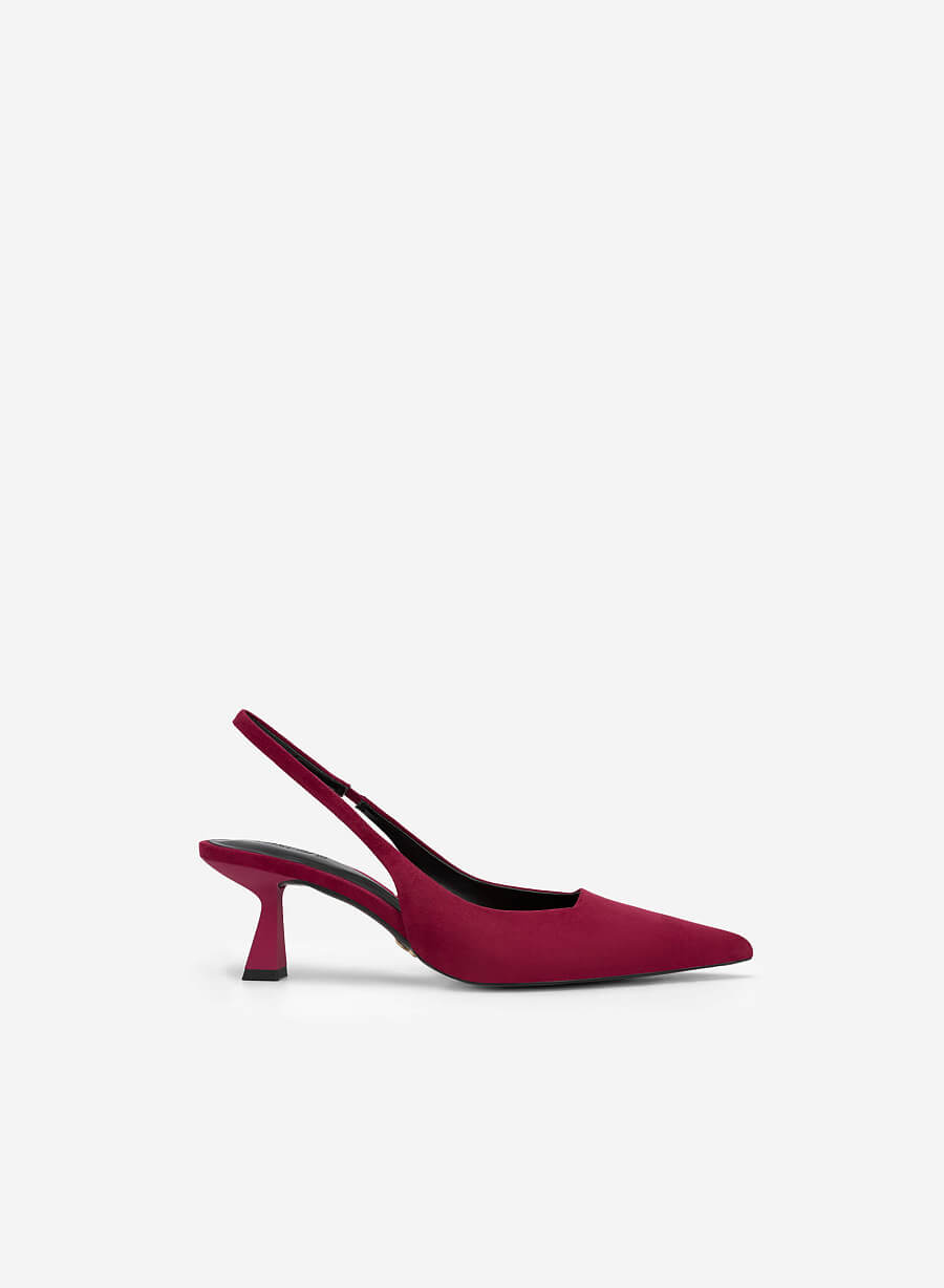 Giày Slingback Bít Mũi Nhọn - BMN 0578 - Màu Đỏ Đậm - VASCARA