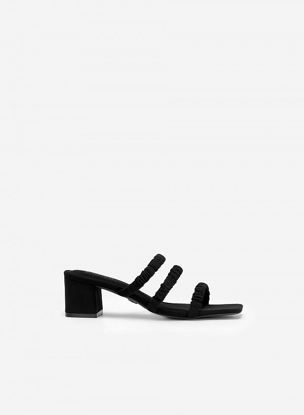 Guốc Quai Nhún Gót Trụ - GNN 0175 - Màu Đen
