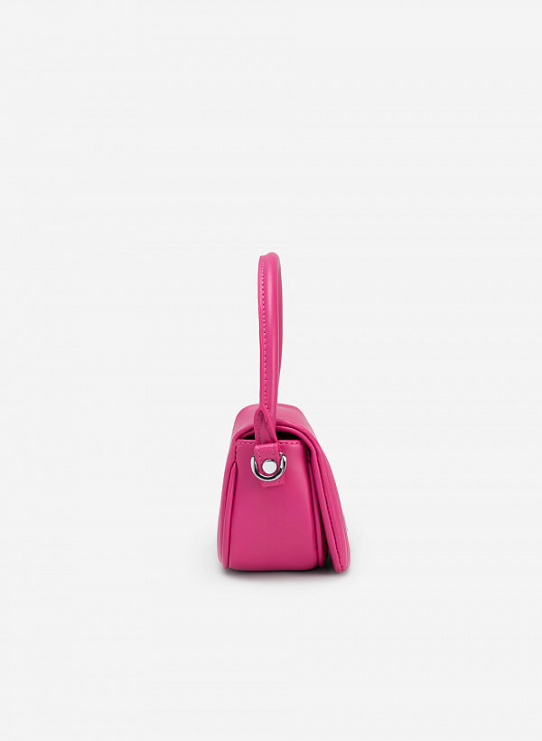Túi xách tay mini sọc dập nổi - SAT 0306 - Màu hồng - VASCARA