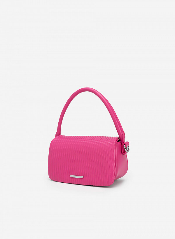 Túi xách tay mini sọc dập nổi - SAT 0306 - Màu hồng - VASCARA
