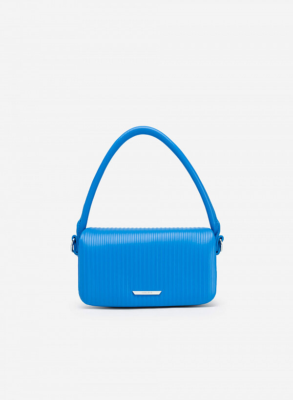 Túi xách tay mini sọc dập nổi - SAT 0306 - Màu xanh da trời