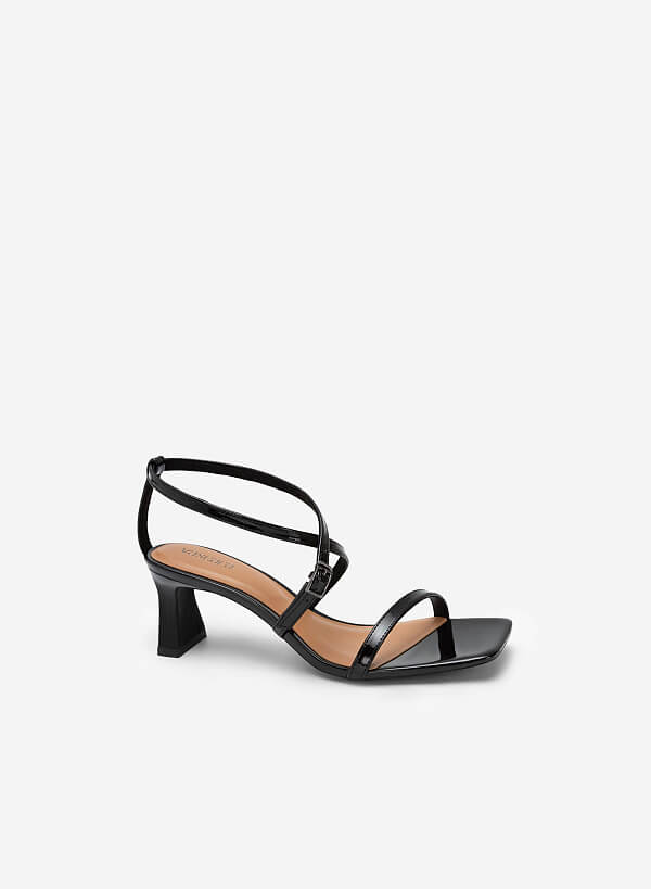 Giày sandal quai mảnh đan chéo mũi vuông - SDN 0730 - Màu đen