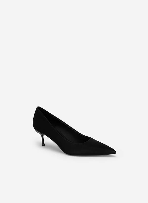 Giày cao gót mũi nhọn gót metallic - BMN 0560 - Màu đen - VASCARA