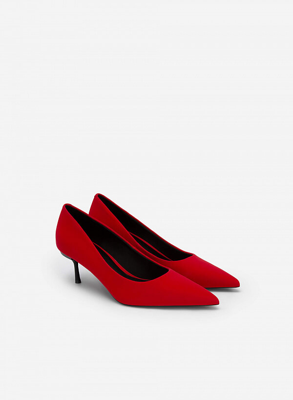 Giày cao gót mũi nhọn gót metallic - BMN 0560 - Màu đỏ - VASCARA