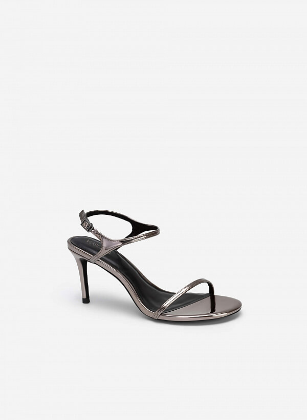 Giày sandal metallic quai mảnh - SDN 0737 - Màu xám khói đậm - VASCARA