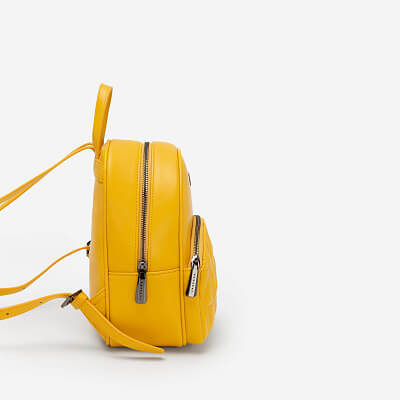 Geometric-Pattern Quilted Mini Backpack - BAK 0172 - Yellow - VASCARA