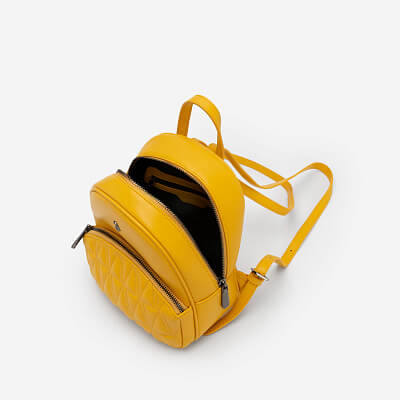 Geometric-Pattern Quilted Mini Backpack - BAK 0172 - Yellow - VASCARA