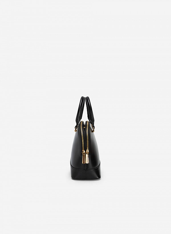 Túi xách polished bowler style - SAT 0307 - Màu đen - VASCARA