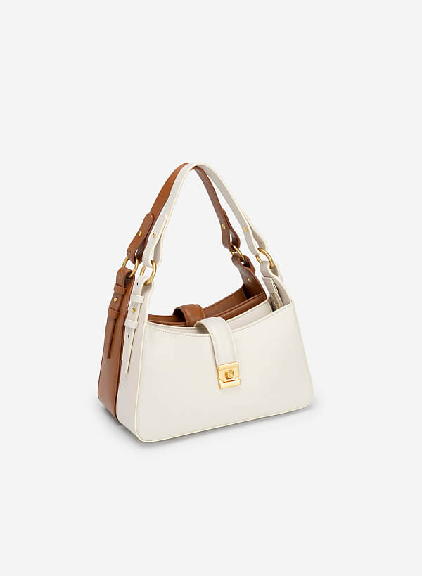 Túi Hobo Quai Cài Phối Khóa Gold - TOT 0091 - Màu Kem - VASCARA