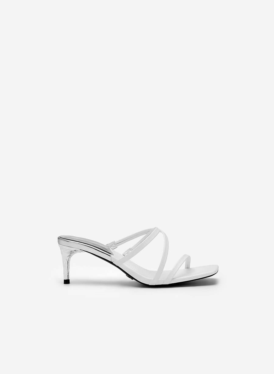 Guốc quai mảnh vân da kỳ đà phối metallic bạc - GNN 0178 - Màu trắng - vascara.com