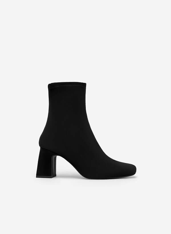All-day comfort mid ankle boots gót trụ