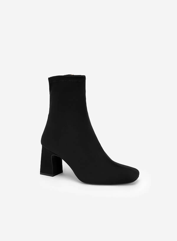 All-day comfort mid ankle boots gót trụ