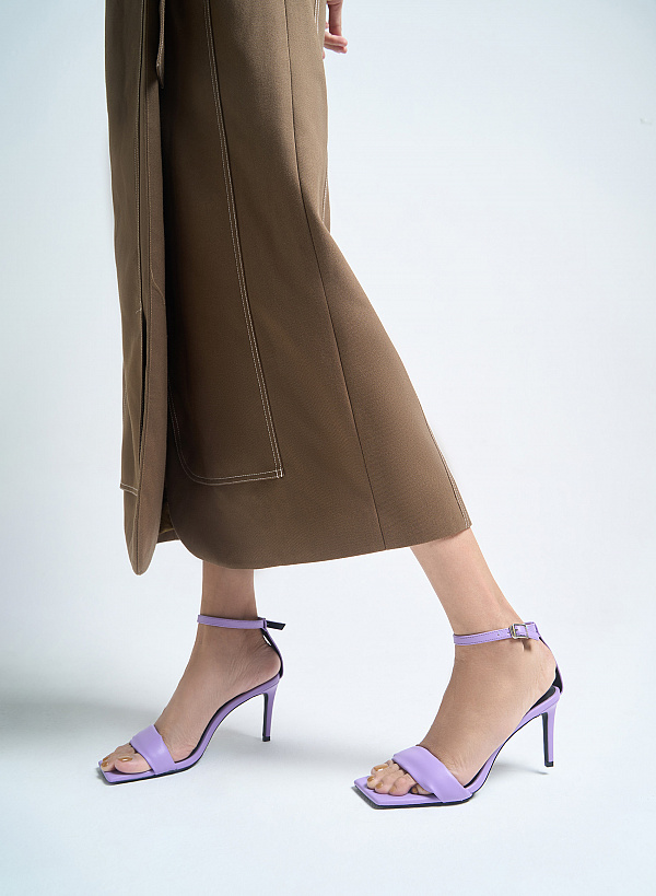 BST Splendid Night - Giày Sandal Ankle Strap Quai Nhún Chần Bông - SDN 0742 - Màu Tím - VASCARA