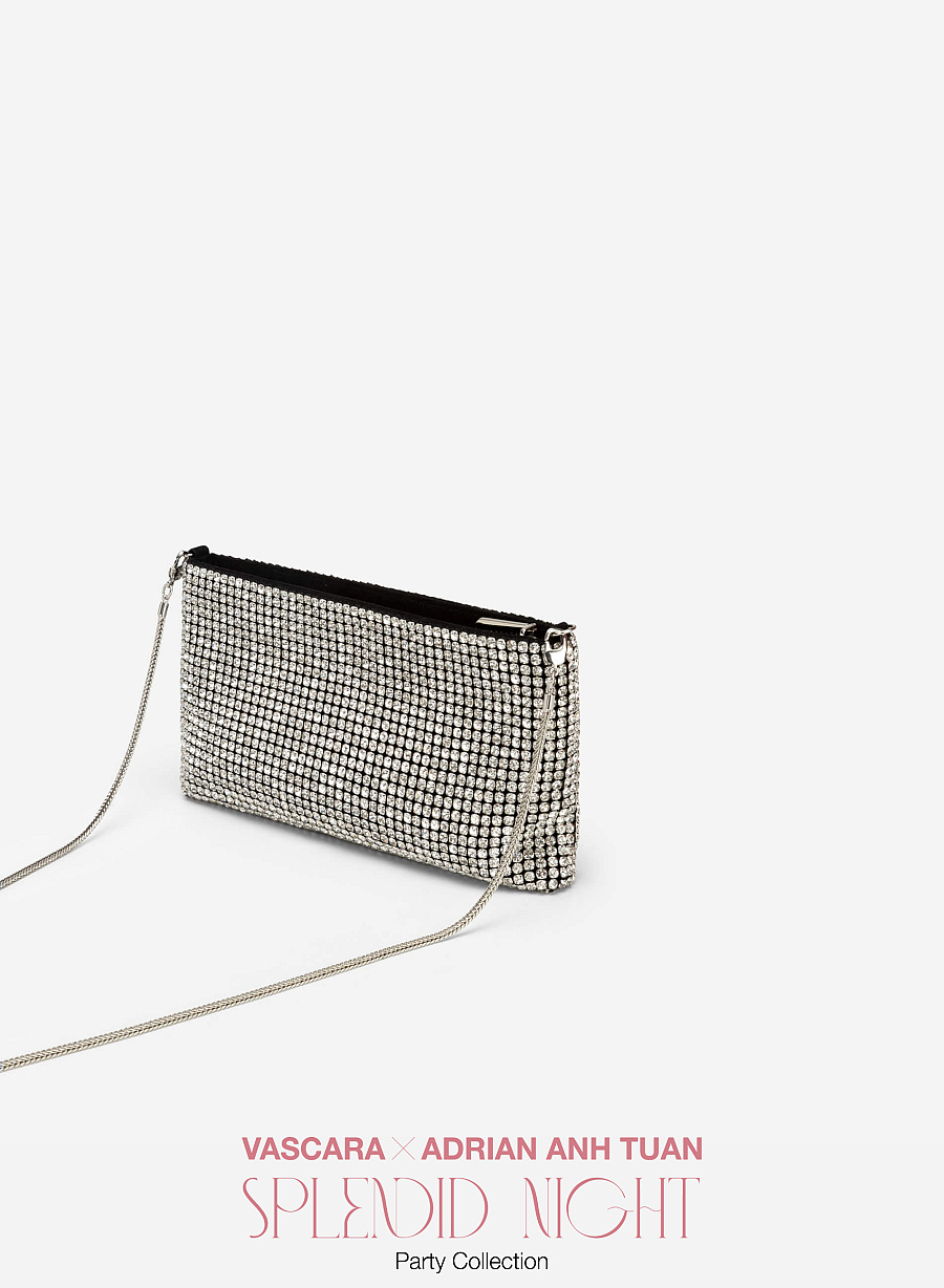 Bst splendid night - túi clutch đính đá crystal - TOT 0098 - Màu bạc - VASCARA