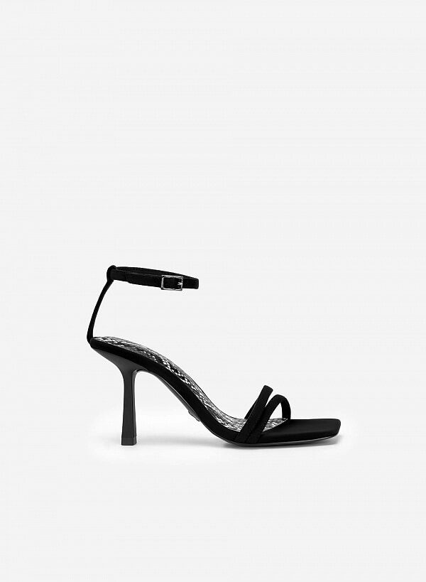 Giày sandal ankle strap phối vân da rắn quai đôi