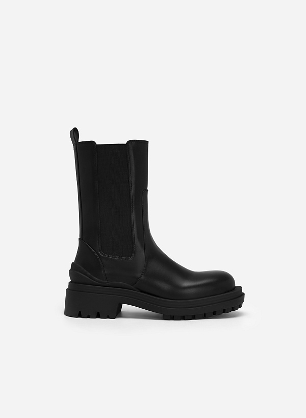 All-day comfort chelsea boots cổ cao phối layer