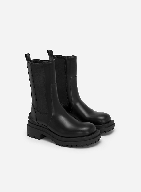 All-day comfort chelsea boots cổ cao phối layer - BOT 0921 - Màu đen - VASCARA