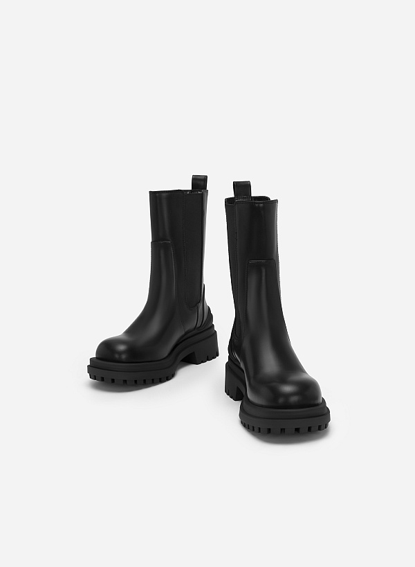 All-day comfort chelsea boots cổ cao phối layer - BOT 0921 - Màu đen - VASCARA