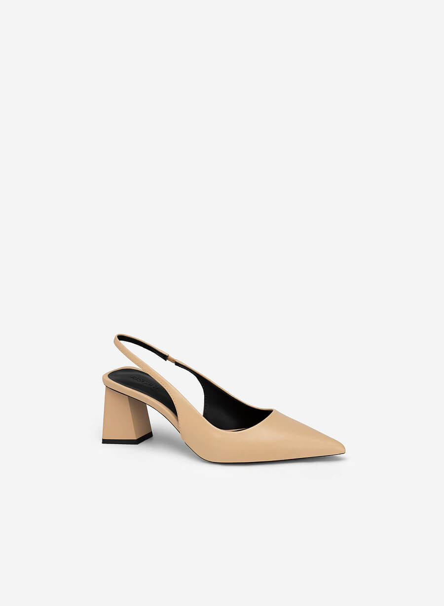 Giày slingback bít mũi nhọn gót trụ - BMN 0577 - Màu be - vascara.com