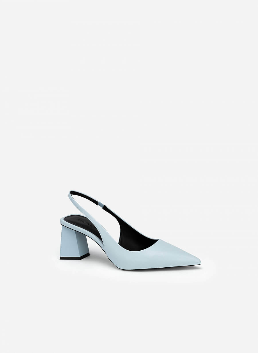 Giày slingback bít mũi nhọn gót trụ - BMN 0577 - Màu xanh dương nhạt - vascara.com