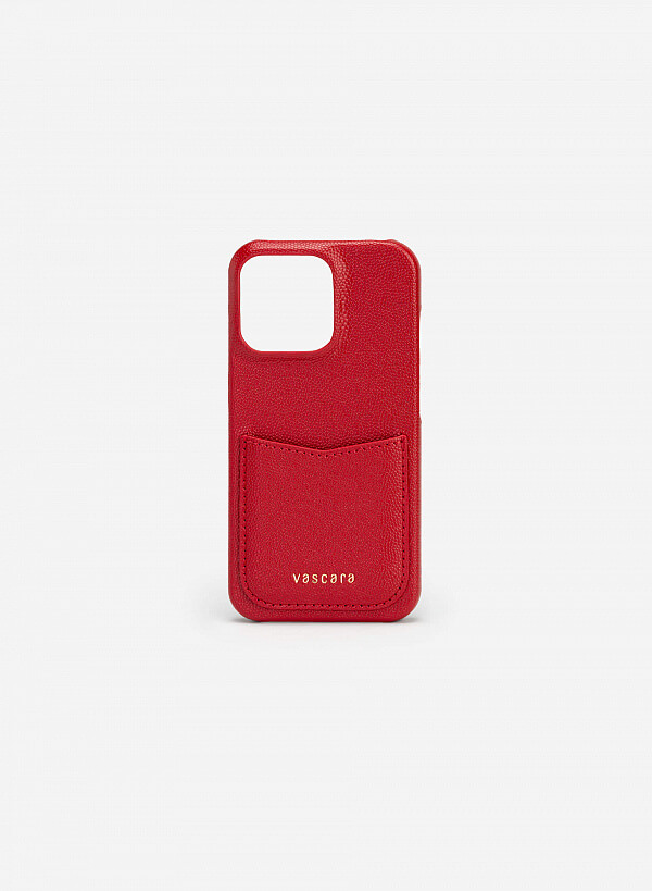 Ốp lưng điện thoại iphone 13 pro phối ngăn đựng thẻ - IPC 0002 - Màu đỏ
