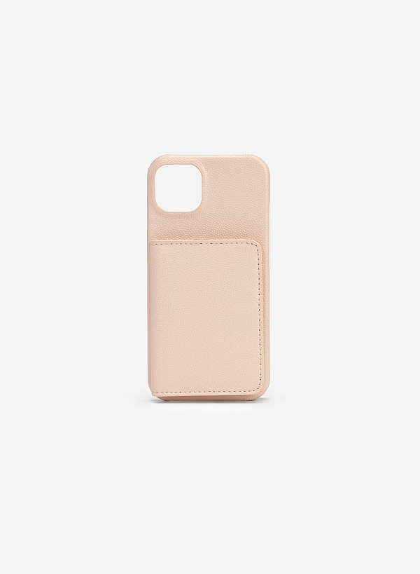 Ốp lưng điện thoại iphone 13 phối ví mini đựng thẻ - IPC 0004 - Màu hồng nhạt