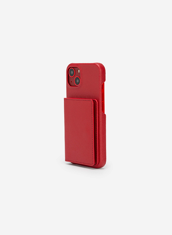 Ốp lưng điện thoại iphone 13 phối ví mini đựng thẻ - IPC 0004 - Màu đỏ - VASCARA
