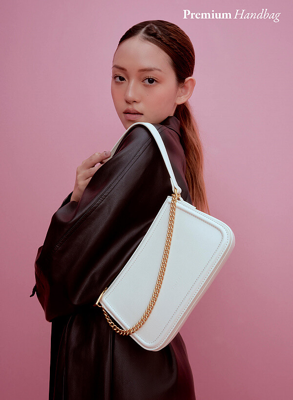 Túi Hobo Premium Quai Đôi Phối Xích Màu Gold - TOT 0095 - Màu Kem