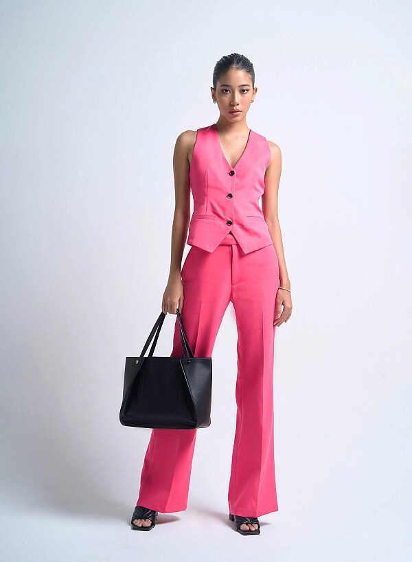 Túi Tote Phối Layer May Gập Đính Khóa - TOT 0094 - Màu Đen - VASCARA