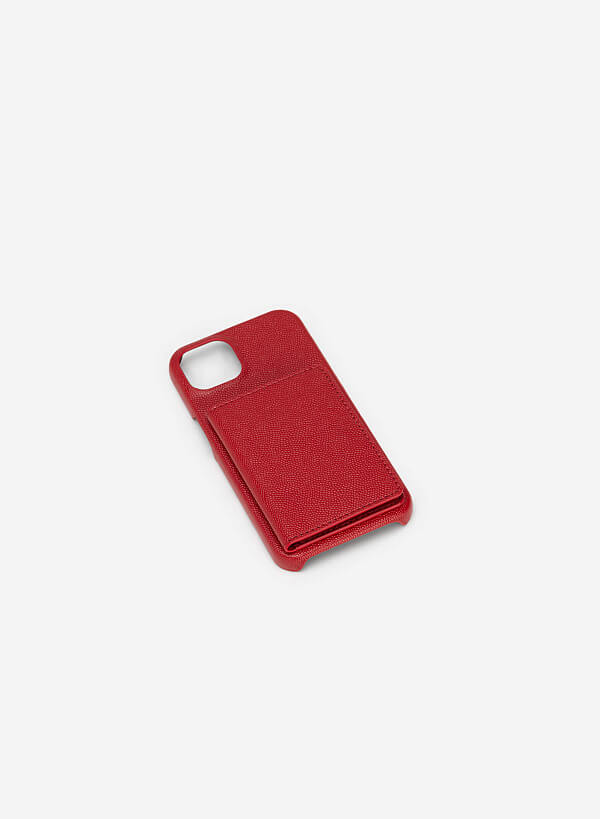 Ốp lưng điện thoại iphone 13 pro max phối ví mini đựng thẻ - IPC 0006 - Màu đỏ - VASCARA