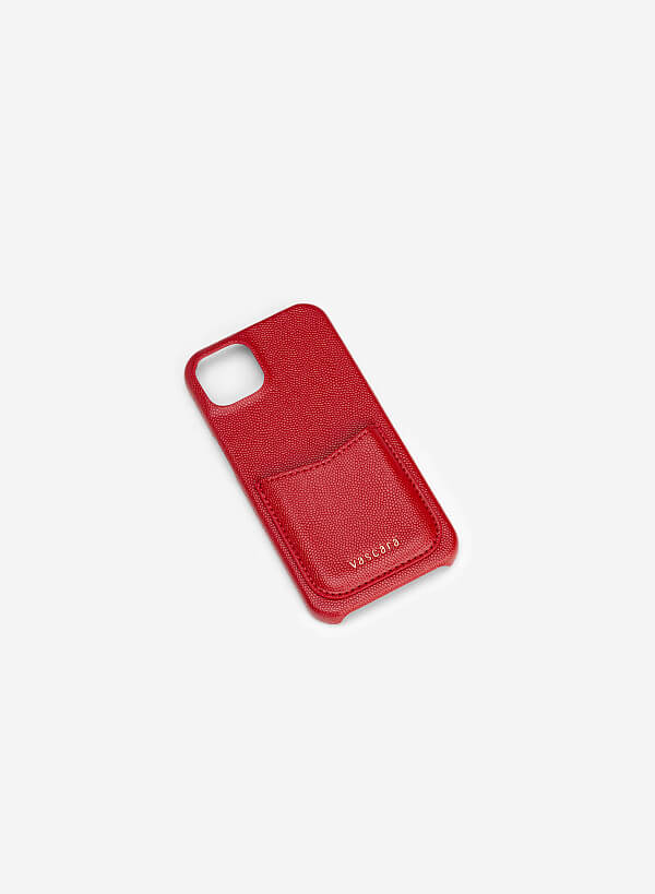 Ốp lưng điện thoại iphone 13 phối ngăn đựng thẻ - IPC 0001 - Màu đỏ - VASCARA