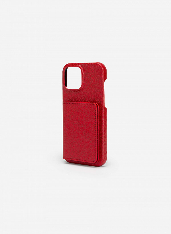 Ốp lưng điện thoại iphone 13 pro max phối ví mini đựng thẻ - IPC 0006 - Màu đỏ - VASCARA