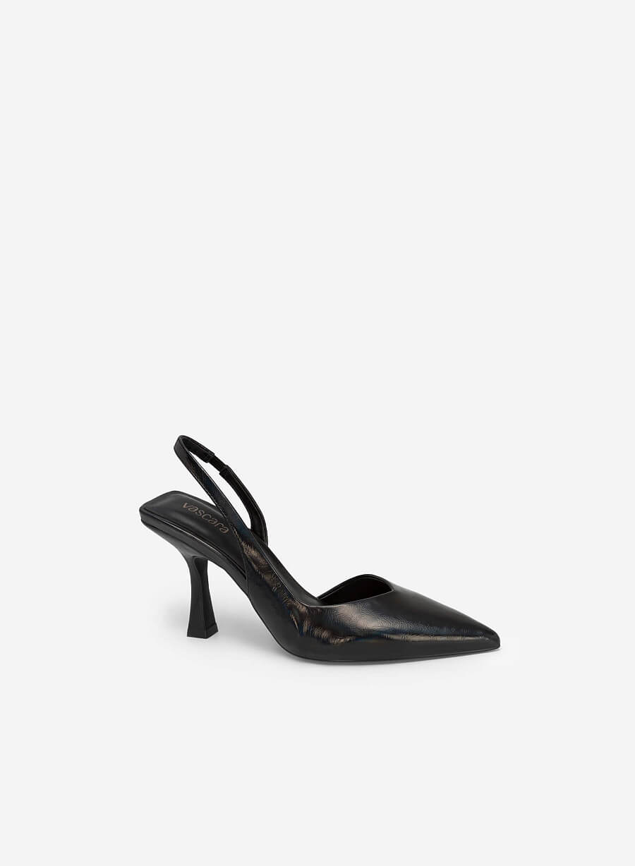 Giày party d'orsay slingback vân da metallic - BMN 0540 - Màu đen - vascara.com
