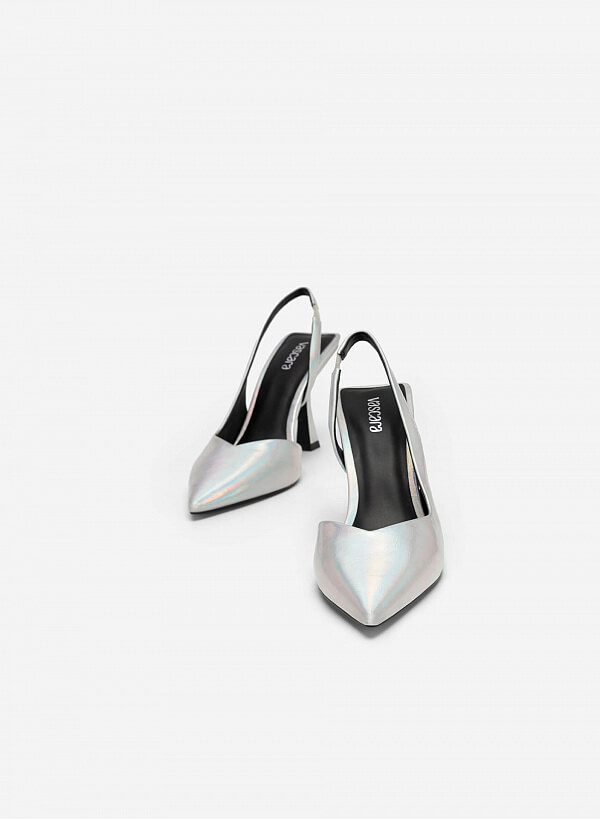 Giày party d'orsay slingback vân da metallic - BMN 0540 - Màu bạc - VASCARA