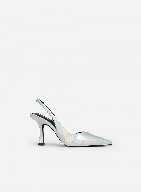 Giày party d'orsay slingback vân da metallic - BMN 0540 - Màu bạc - VASCARA