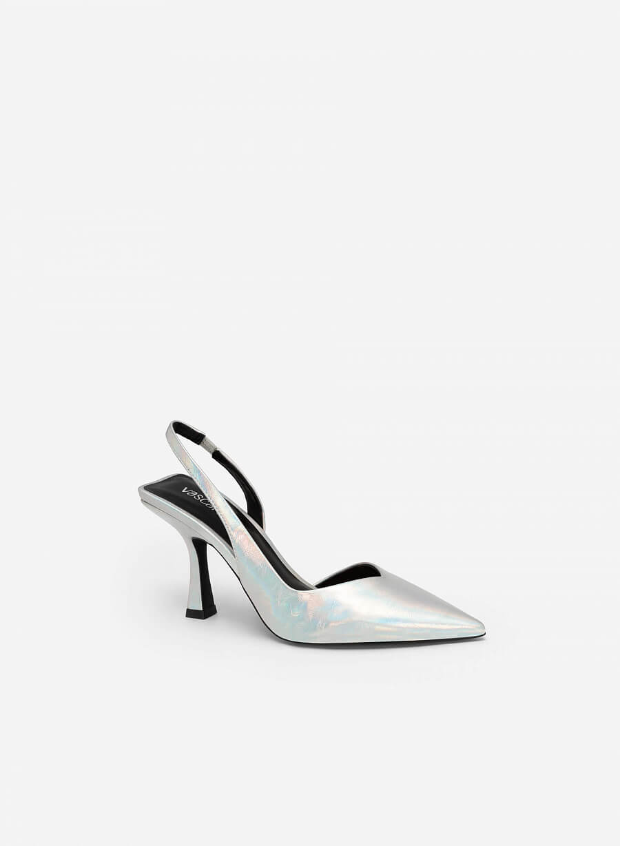 Giày party d'orsay slingback vân da metallic - BMN 0540 - Màu bạc - vascara.com